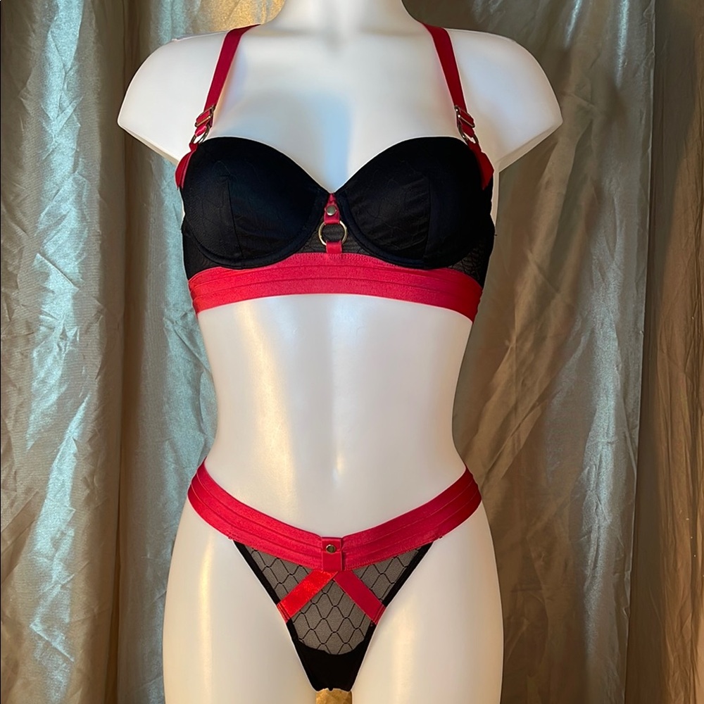 Honey Birdette Harnessed Red 2 PC Set